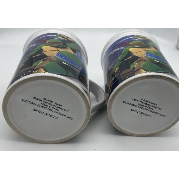 TMNT Pair Of 2 Teenage Mutant Ninja Turtles Coffee Mugs Cups Viacom 2016 Coffee - Picture 5 of 12